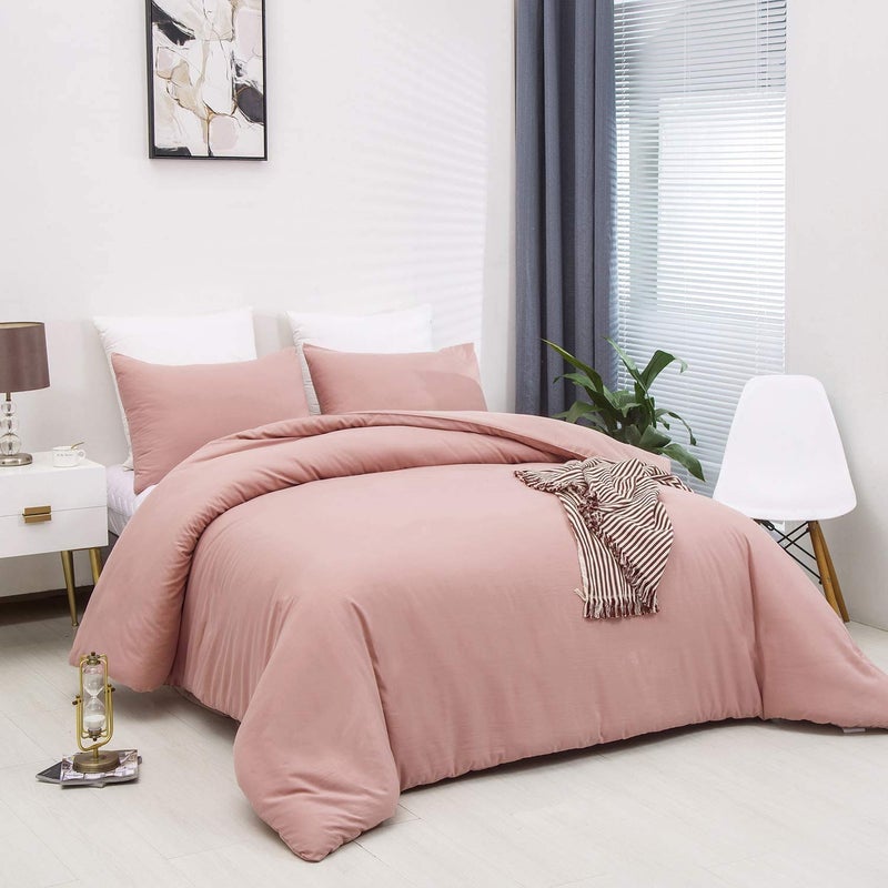 Houseri Blush Pink Bedding Set - King Size Comforter, Blanket & Dusty Pink Bedding - Image 2